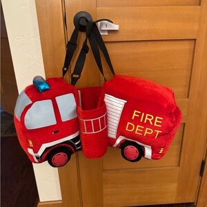 Red Fire Truck Plush Bag